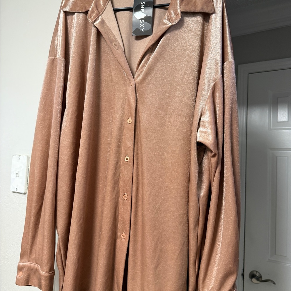SHEIN Metallic Rose Top